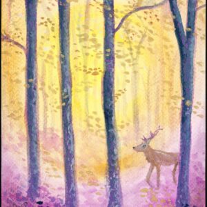 Stag Stepping Gently — Hand-Embellished Fine Art Print
