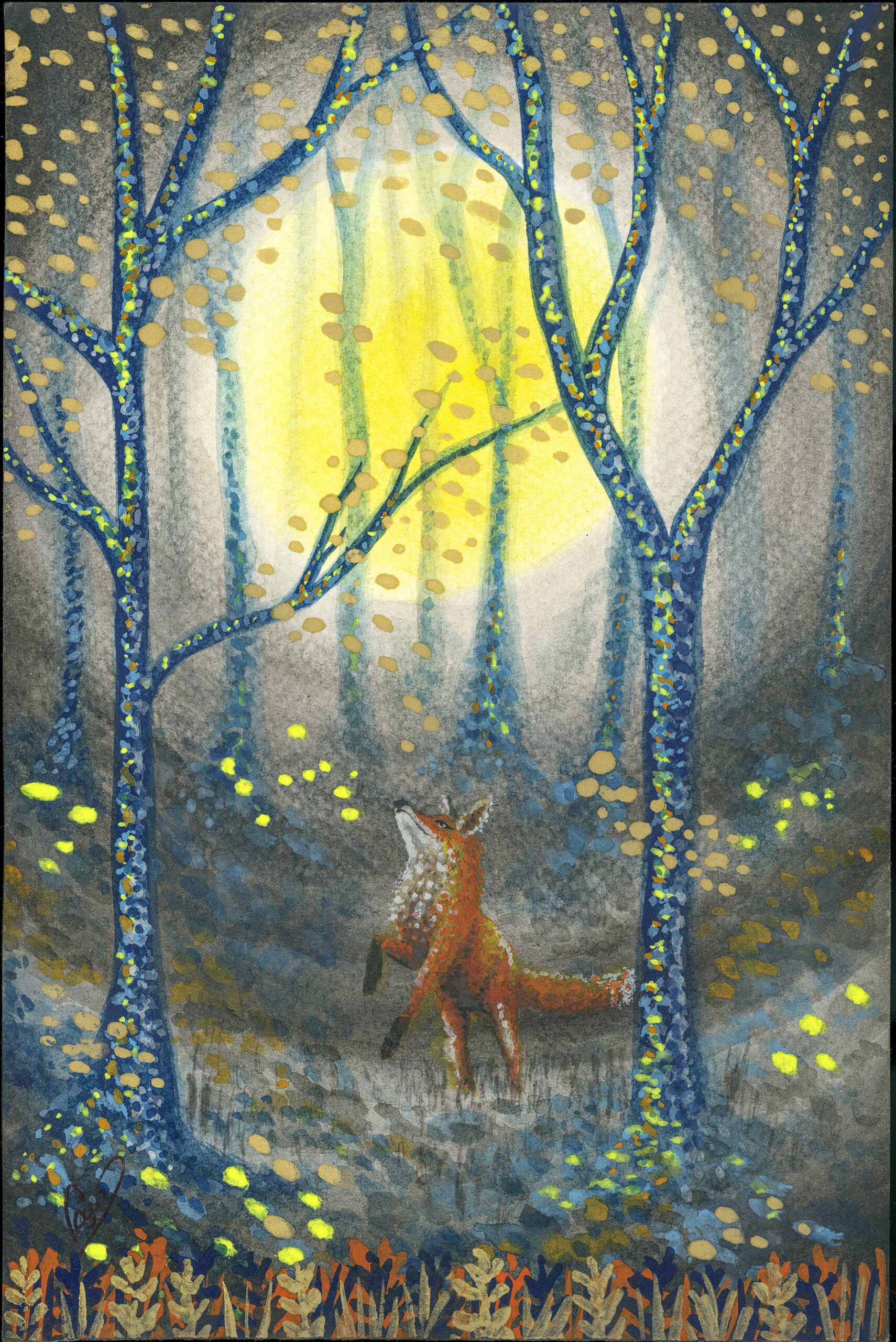 Dancing Fox — Hand-Embellished Fine Art Print