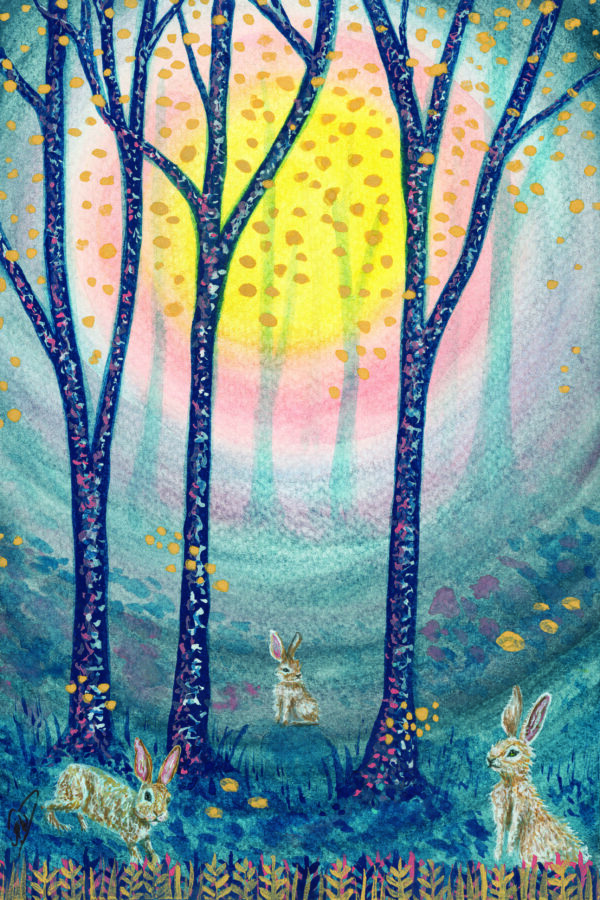 Woodland Hare — Hand-Embellished Fine Art Print