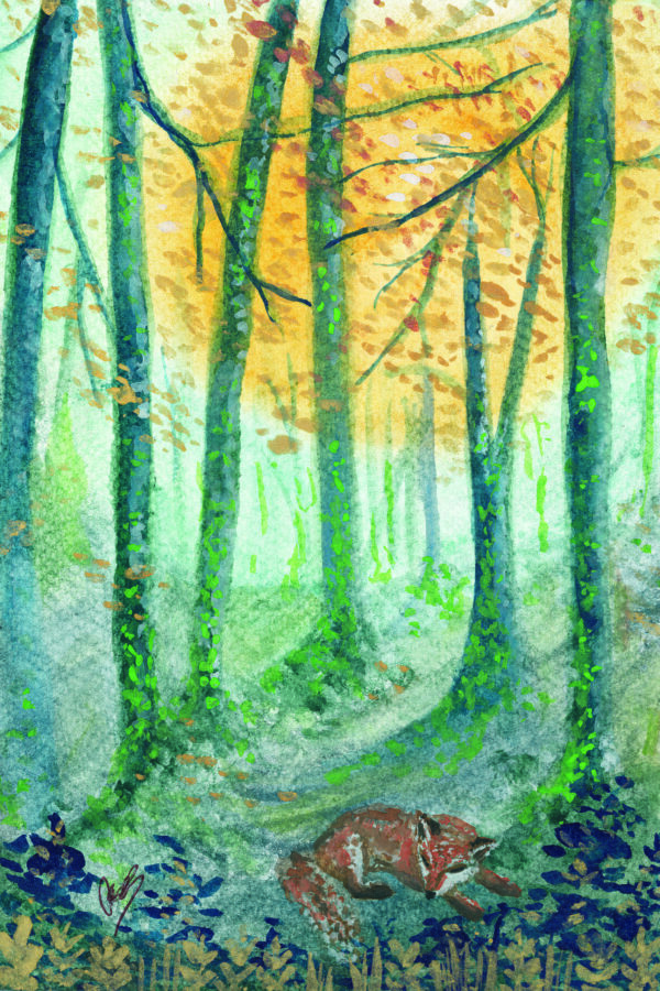 Sleeping Fox — Hand-Embellished Fine Art Print