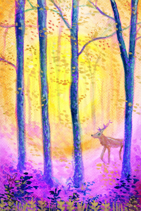 Stag Stepping Gently — Hand-Embellished Fine Art Print